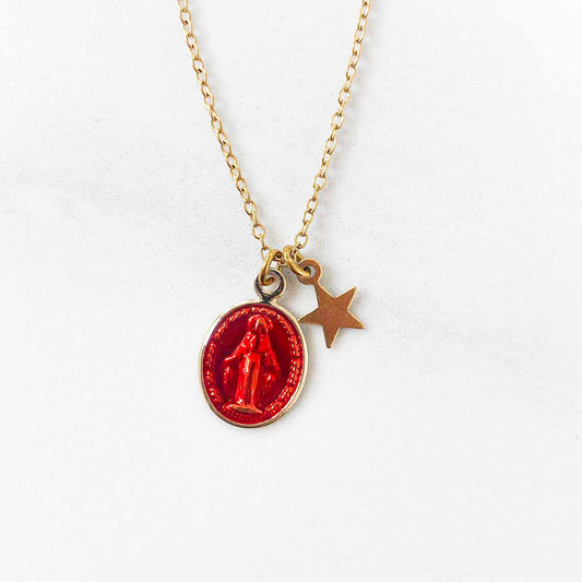 Collier Star Mary Médailles Rouge