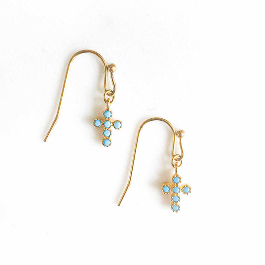 Boucles d'oreilles croix turquoises
