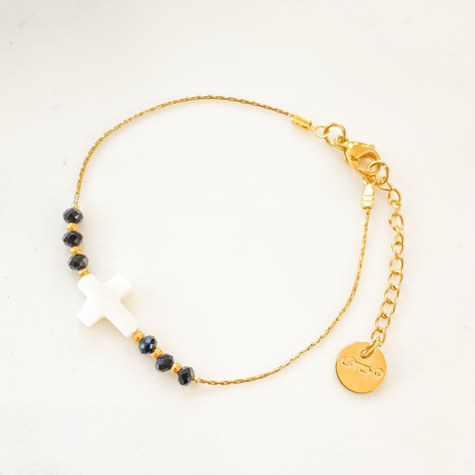 Bracelet Croix de Nacre Noir