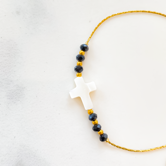 Bracelet Croix de Nacre Noir