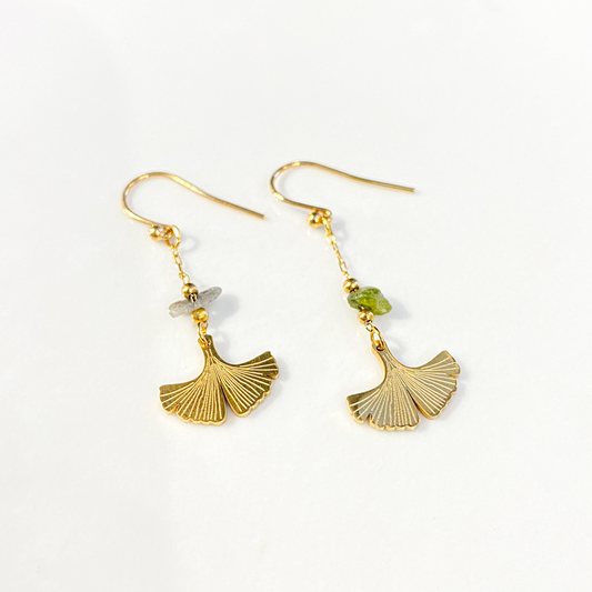 Boucles d'oreilles Gingko Tourmaline