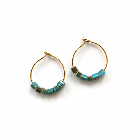 Boucles d'oreille Simply Square aqua