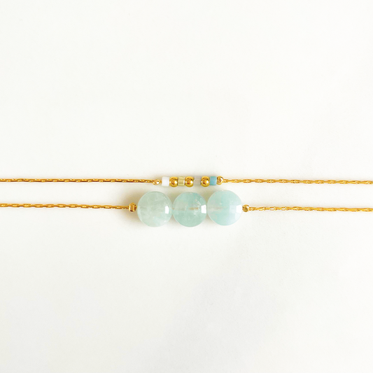 Bracelet double lune Bleu Mini moon