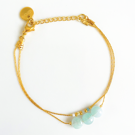 Bracelet double lune Bleu Mini moon