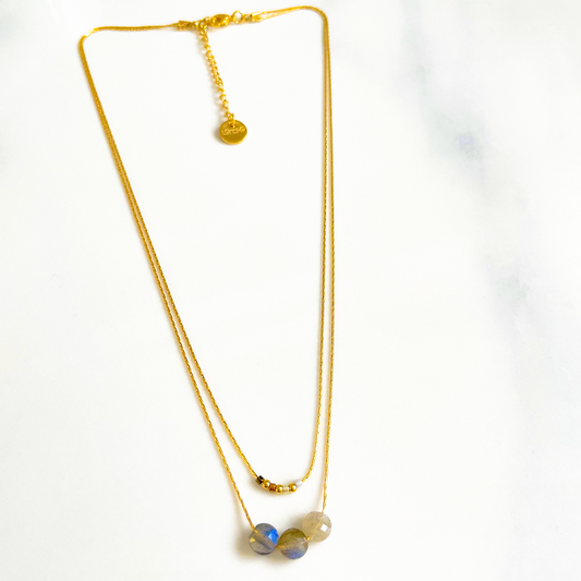 Collier double lune gris Mini moon