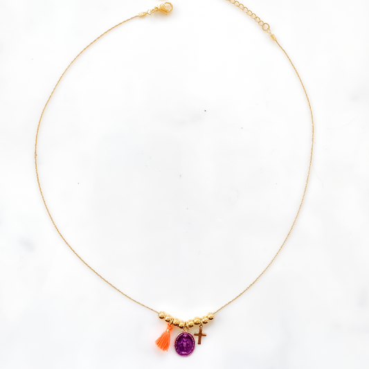Collier Rainbow Mary Médailles précieuses Violet