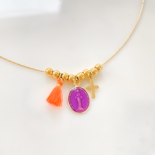 Collier Rainbow Mary Médailles précieuses Violet