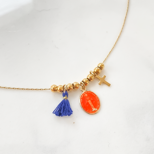 Collier Rainbow Mary Médailles précieuses Orange