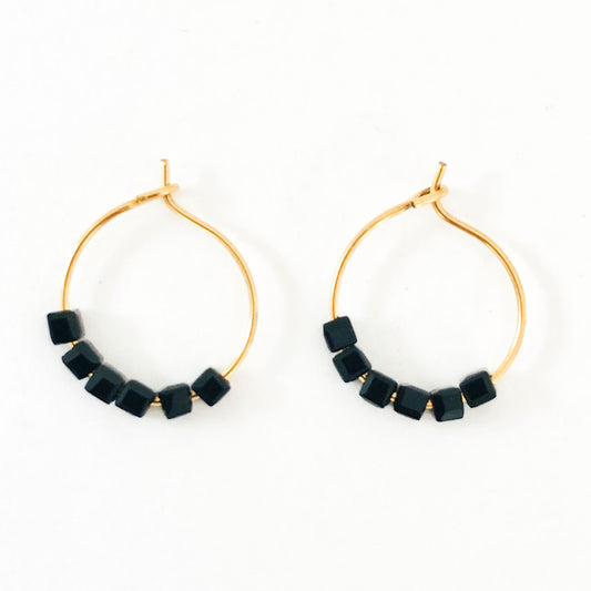 Boucles d'oreille Simply Square noir